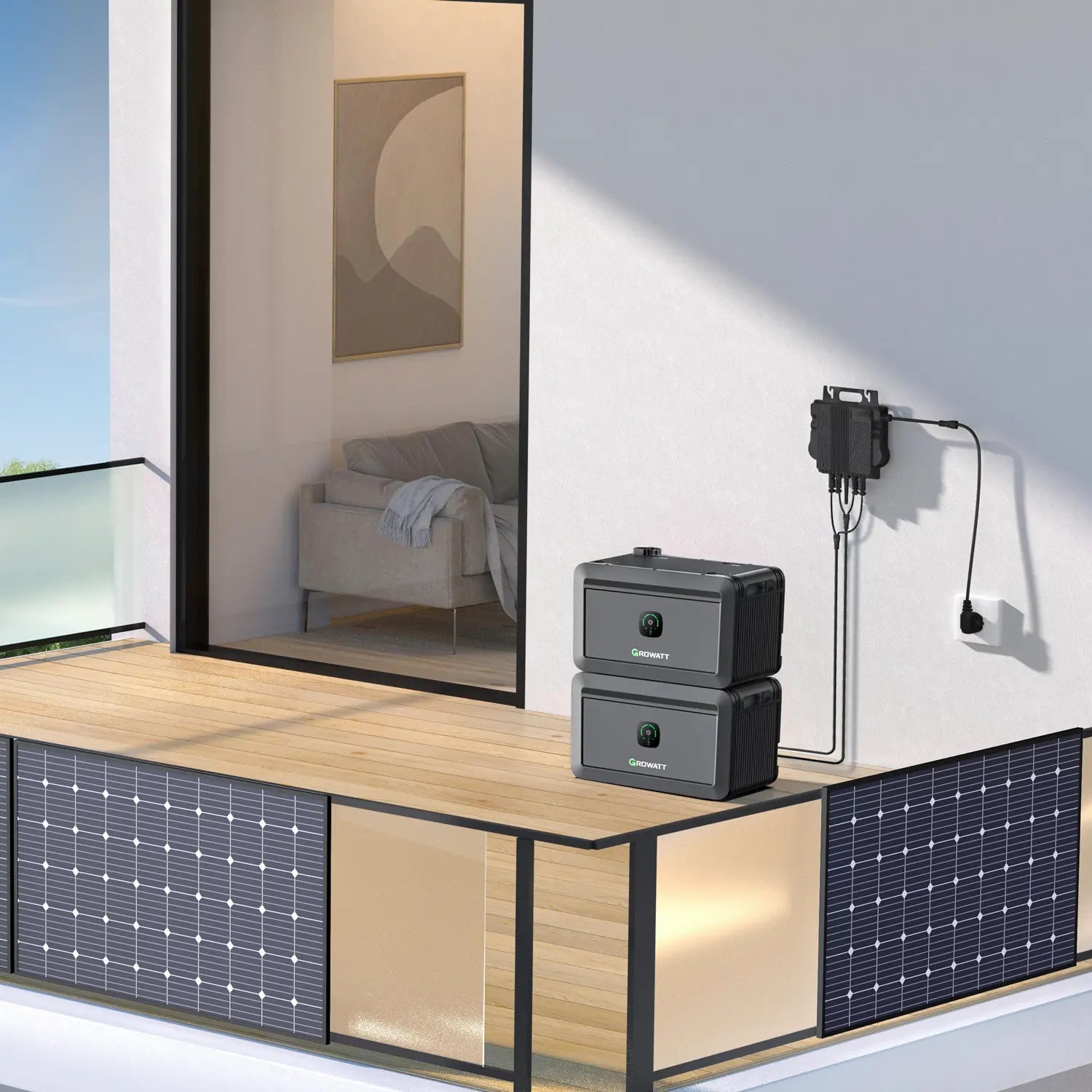 Balkon Plug & Play set lichtgewicht panelen met accu (600wp)